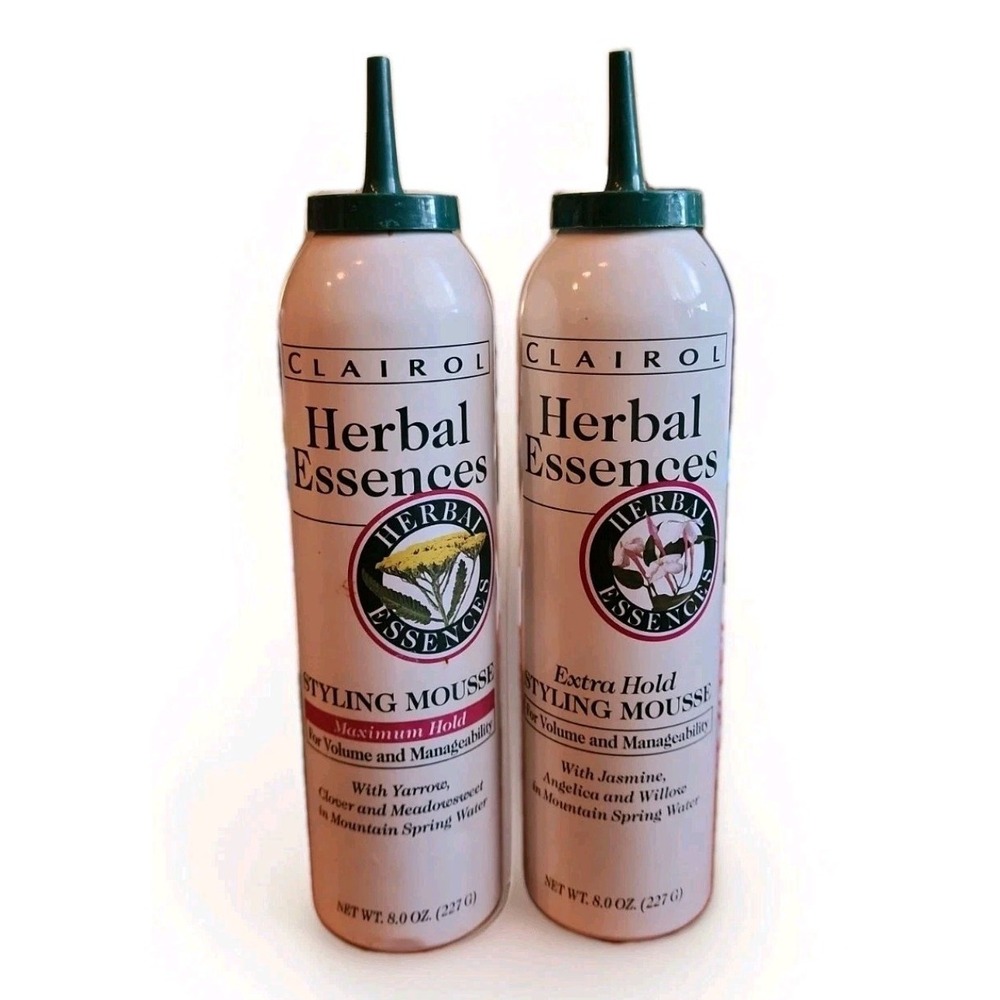 2 Herbal Essences Vintage Mousse Max & Extra Hold  8 & 6 Oz. Each 1995 Yarrow Cl